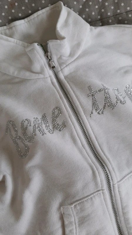 United Colors of Benetton, Sweat Jacke Gr 116/122 weiß, Sommer, Mädchen, mit Glitzerprint