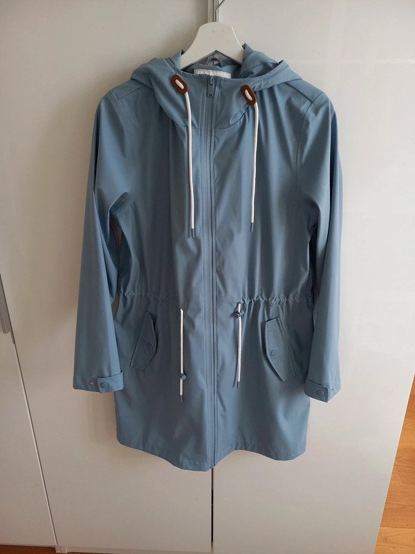 NEUWERTIG! Blogger Regenjacke von Vila Vidry Parka Gr 38, Damen, Parka, blau, pastell, Frühling, Kapuze