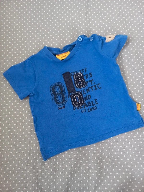 Steiff Baby Shirt Gr 68, blau, Kurzarm, Sommer, Junge, boy