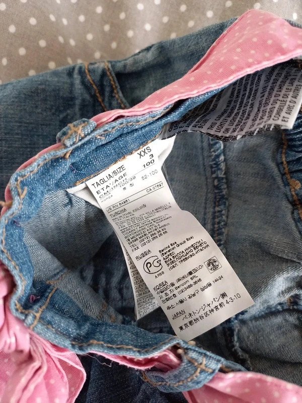 United Colors of Benetton Jeans Shorts Gr 98, 3/4 Länge, dots, Bermuda, Mädchen, Sommer, Capri, Italienmode