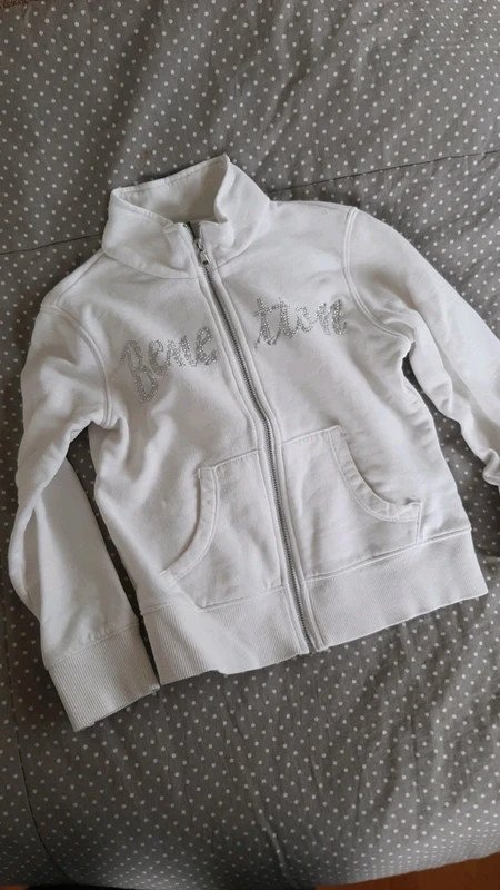 United Colors of Benetton, Sweat Jacke Gr 116/122 weiß, Sommer, Mädchen, mit Glitzerprint