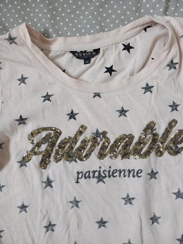 Review Sterne Shirt Gr 34, XS, Damen, Kurzarm, beige