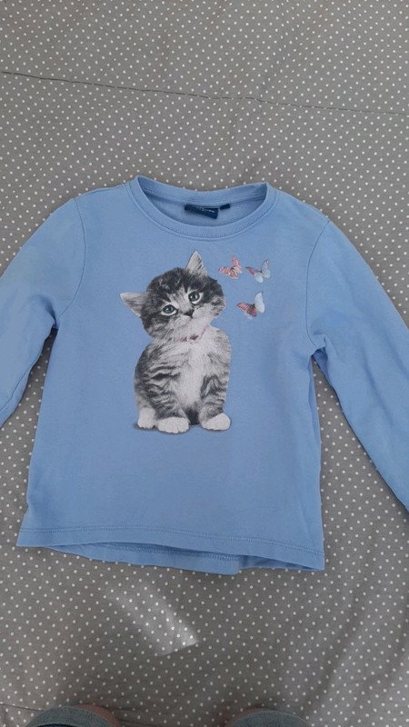 Tom Tailor Sweat Pulli Gr.116/122 Mädchen, Katze, blau, Langarm, Pullover, Herbst, Winter