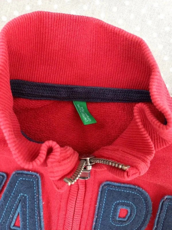 United Colors of Benetton Sweatjacke Gr 110, Junge, Italienmode, burgunder, Jacke ohne Kapuze, rot