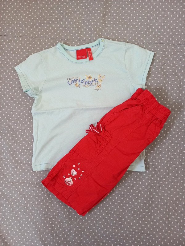 Shorts + Shirt Gr 86, von Lego & Esprit, Mädchen, Sommer, rot, mint