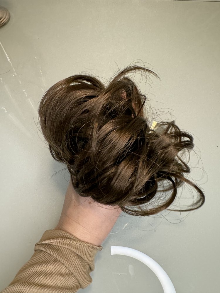 Fibre Hair Scrunchie Haargummi Haare Kunsthaar Haarstyling Gummi Dunkel Blond
