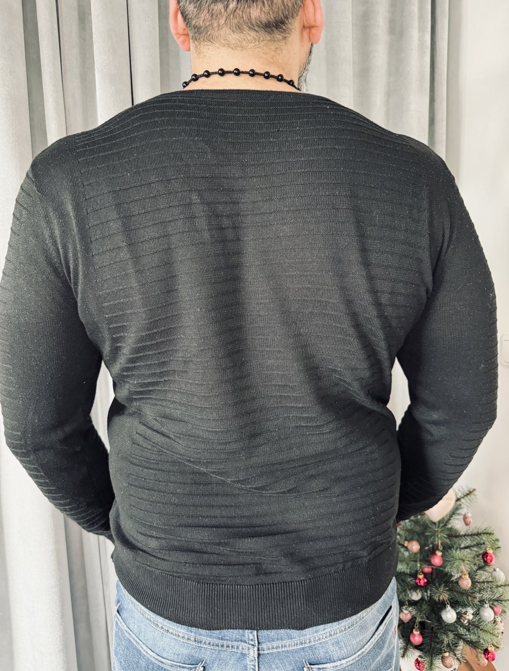 Schöner Herren Pullover Strick Strickpullover V Ausschnitt SHEIN L Schwarz Top