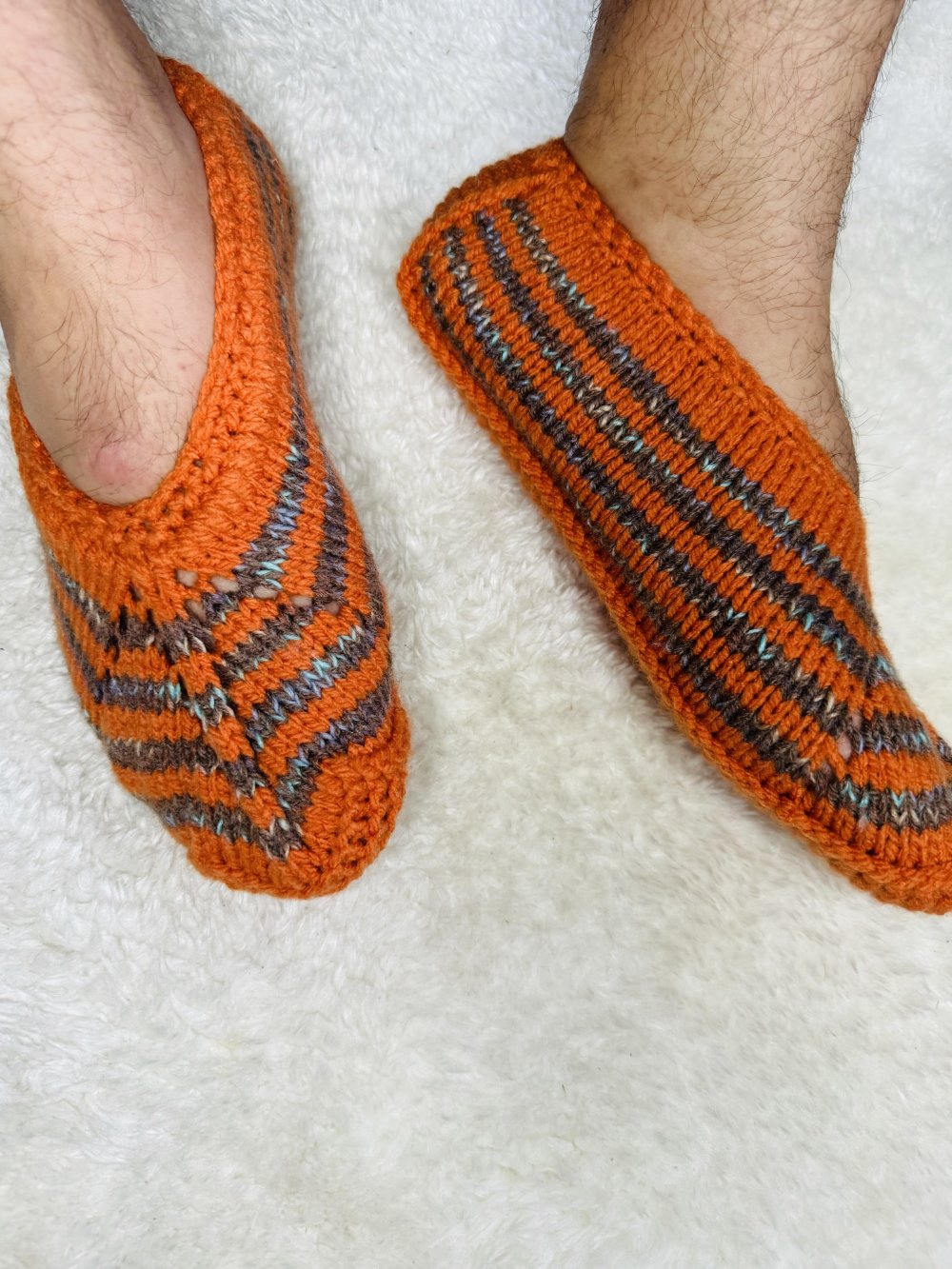 Schöne Herren Hausschuhe Socken Strick Stricksocken Handgefertigt 40-42 Neu