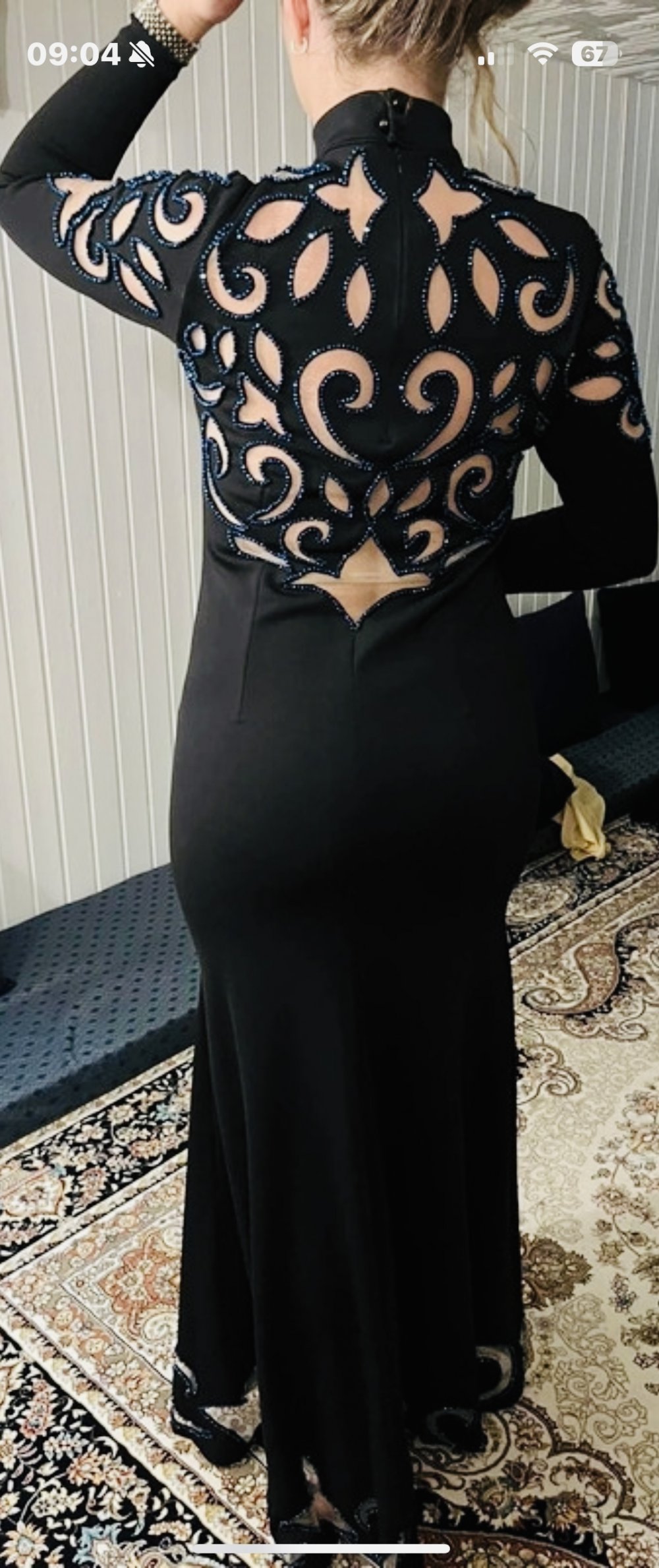 Schönes Maxikleid Kleid Strass Abendkleid Ausgefallen Tüll Ausschnitt Elegant