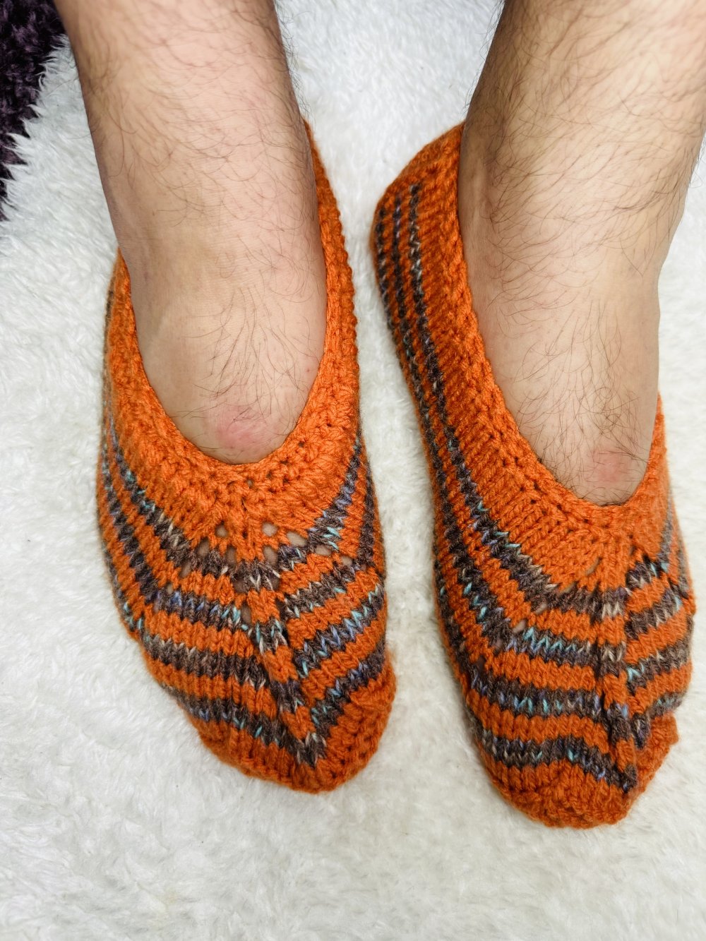 Schöne Herren Hausschuhe Socken Strick Stricksocken Handgefertigt 40-42 Neu