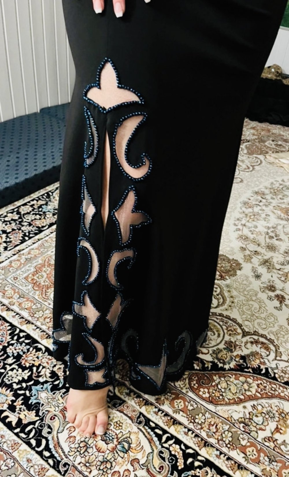 Schönes Maxikleid Kleid Strass Abendkleid Ausgefallen Tüll Ausschnitt Elegant