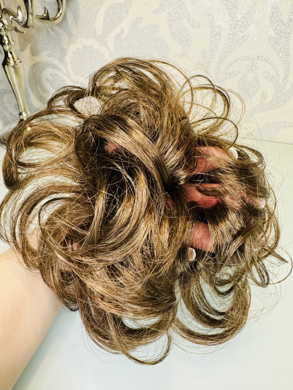 Fibre Hair Scrunchie Haargummi Haare Kunsthaar Haarstyling Gummi Dunkel Blond