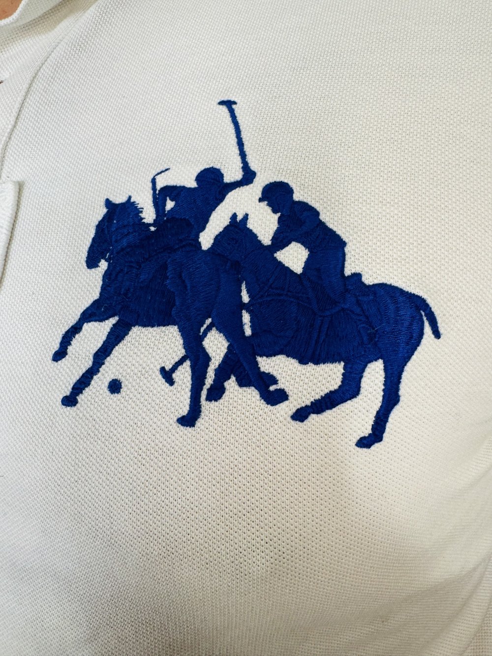 Schönes Polo T-Shirt Ralph Lauren L Kragen Knöpfe Herren Weiß Shirt Oberteil