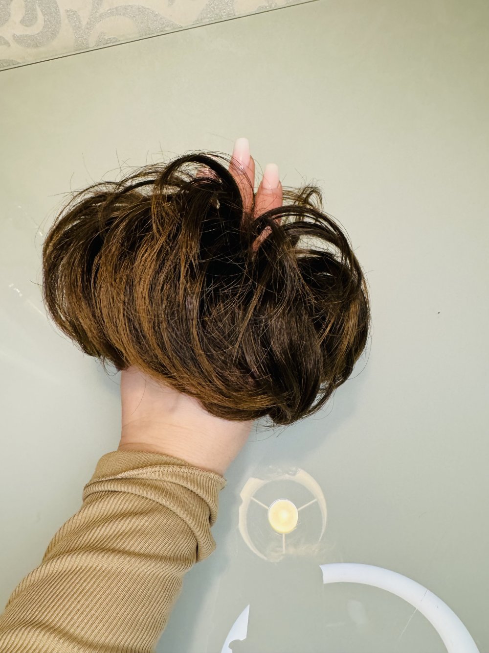 Fibre Hair Scrunchie Haargummi Haare Kunsthaar Haarstyling Gummi Braun Band