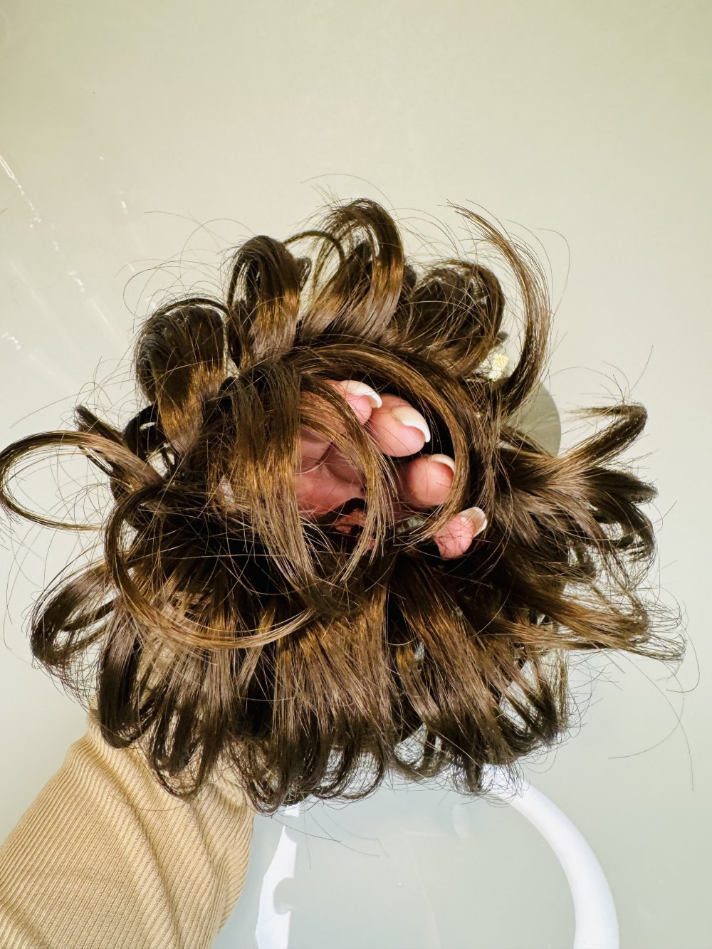 Fibre Hair Scrunchie Haargummi Haare Kunsthaar Haarstyling Gummi Dunkel Blond