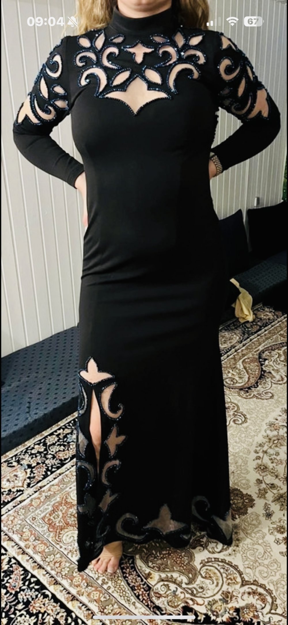 Schönes Maxikleid Kleid Strass Abendkleid Ausgefallen Tüll Ausschnitt Elegant