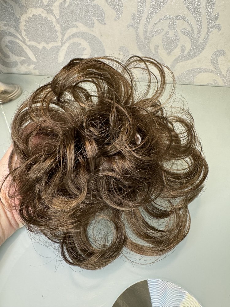 Fibre Hair Scrunchie Haargummi Haare Kunsthaar Haarstyling Gummi Dunkel Blond