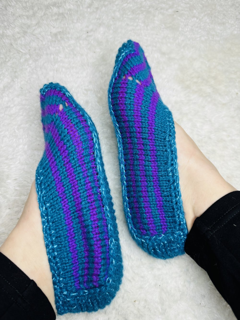 Schöne Damen Hausschuhe Socken Strick Stricksocken Handgefertigt 38 Neu