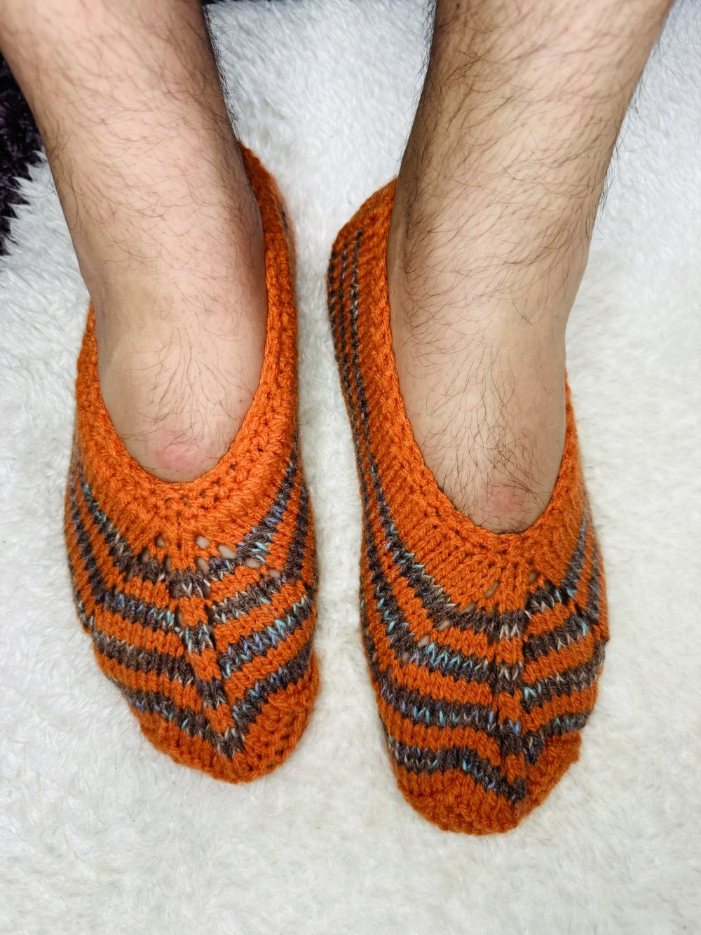 Schöne Herren Hausschuhe Socken Strick Stricksocken Handgefertigt 40-42 Neu