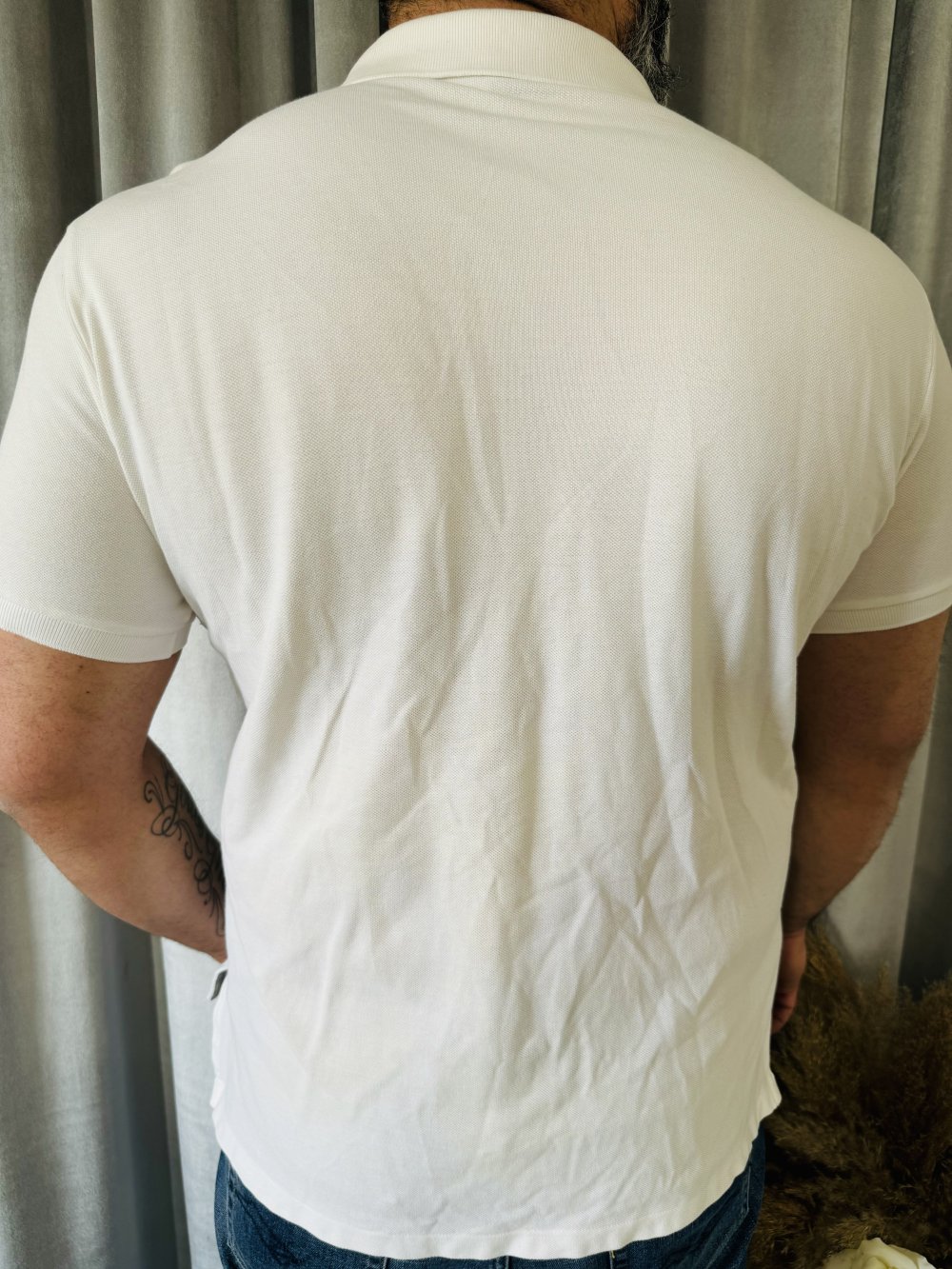 Schönes Polo T-Shirt Ralph Lauren L Kragen Knöpfe Herren Weiß Shirt Oberteil