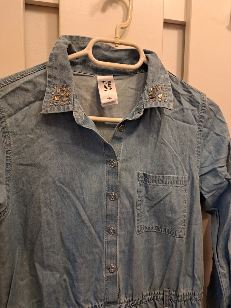 C&A Jeans Kleid Gr. 158 Denim Strass Steine