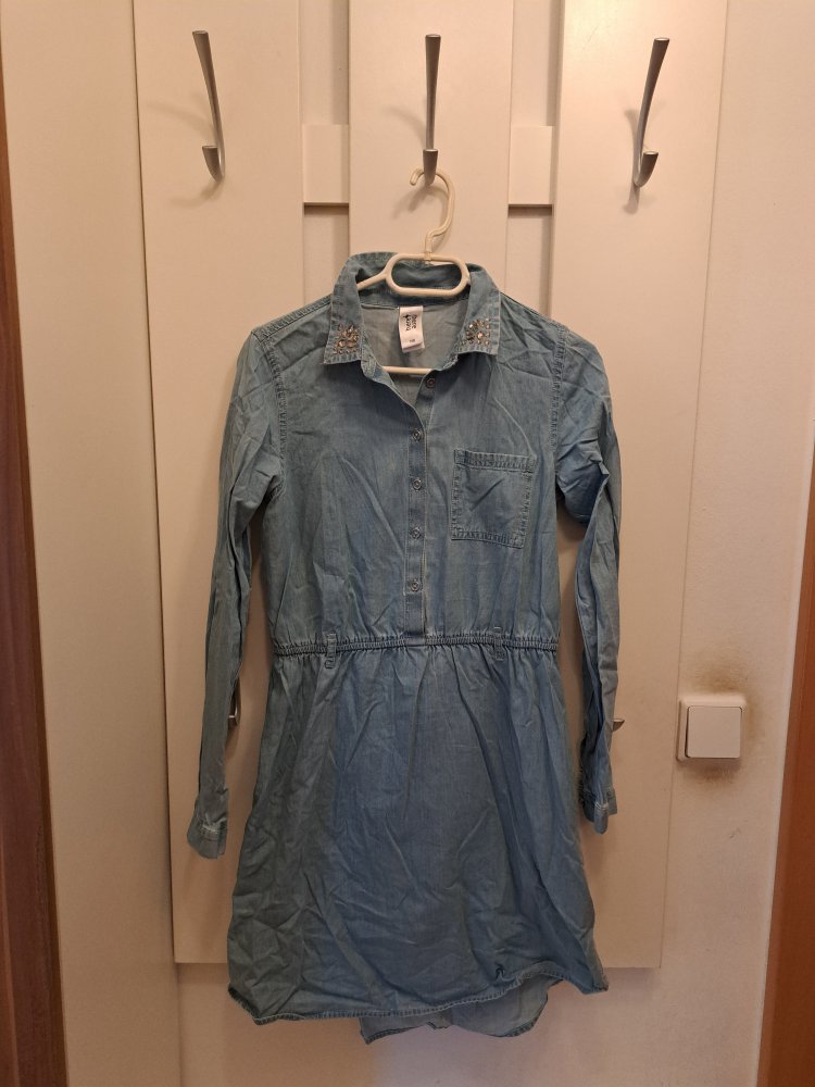 C&A Jeans Kleid Gr. 158 Denim Strass Steine