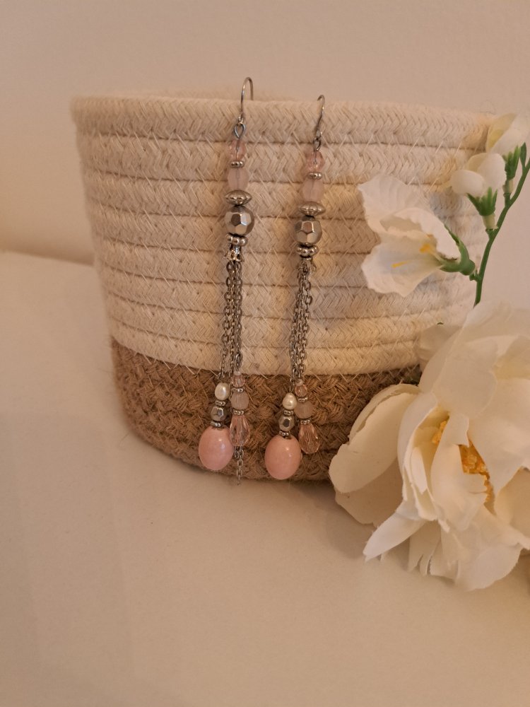 Ohrringe in Rose hängend - Schmuck Pastell