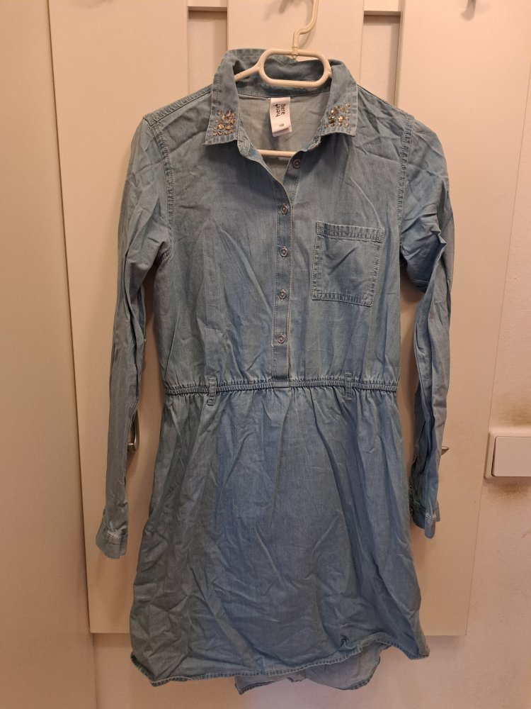C&A Jeans Kleid Gr. 158 Denim Strass Steine