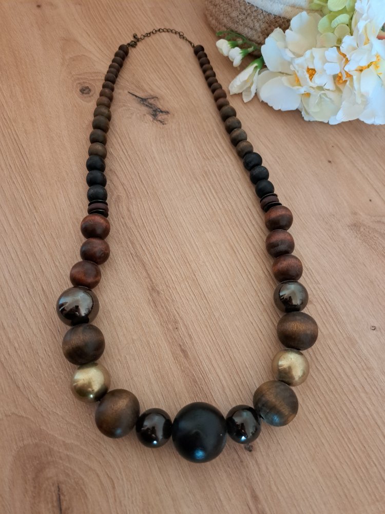  Holz Perlenkette - Kugeln Schmuck Holz