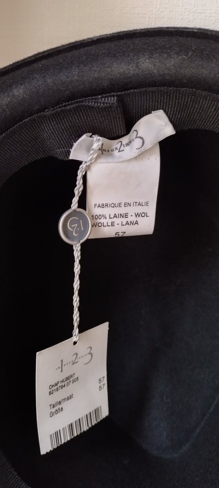 Wollhut mit Lederband, Gr.57, schwarz