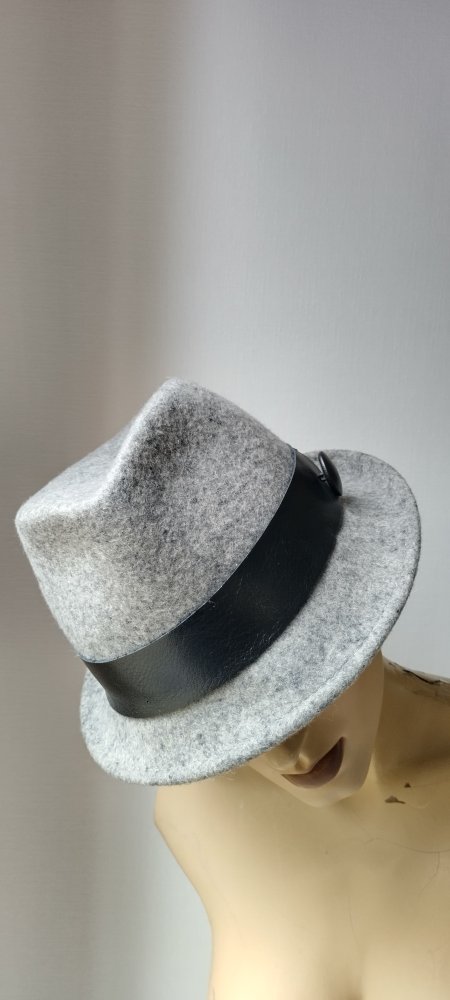 Wollhut mit Lederband, Gr.57, schwarz