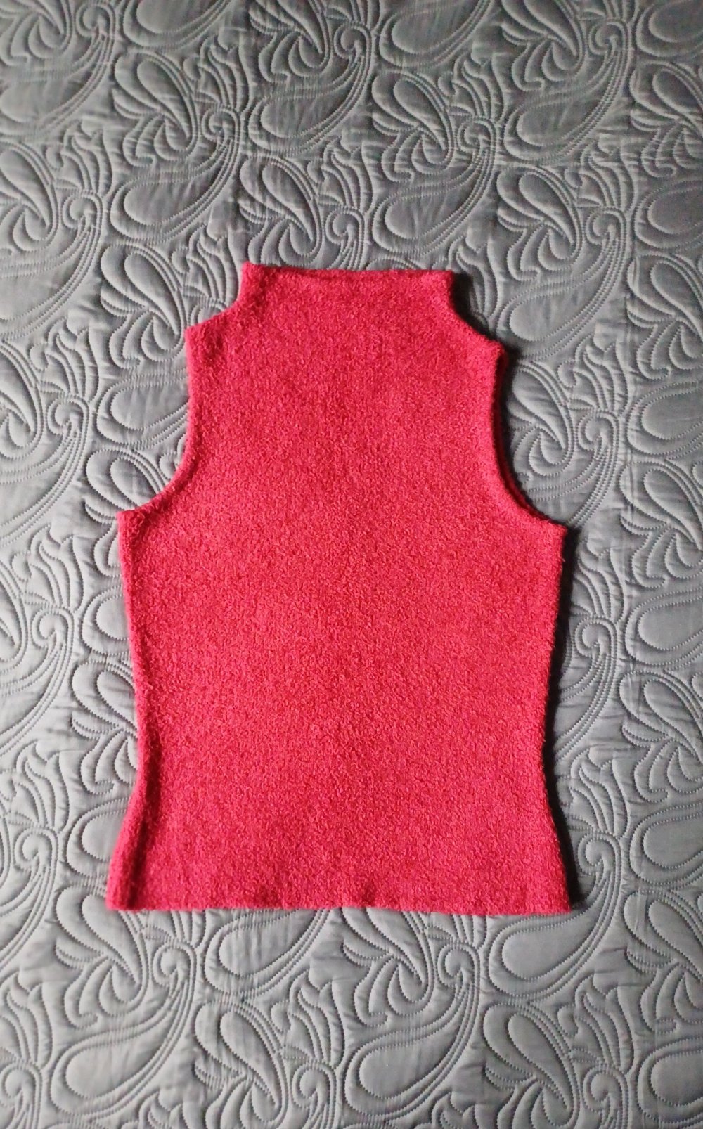 Bouclé Strick- Pullunder mit Stehkragen, Gr.34/36