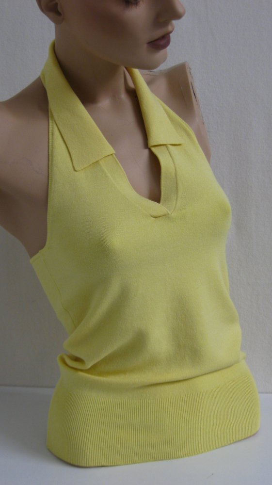 DESIGNER BASICS extravagantes Seiden/Viskose Feinstricktop, Neckholder, Gr. 36(34)