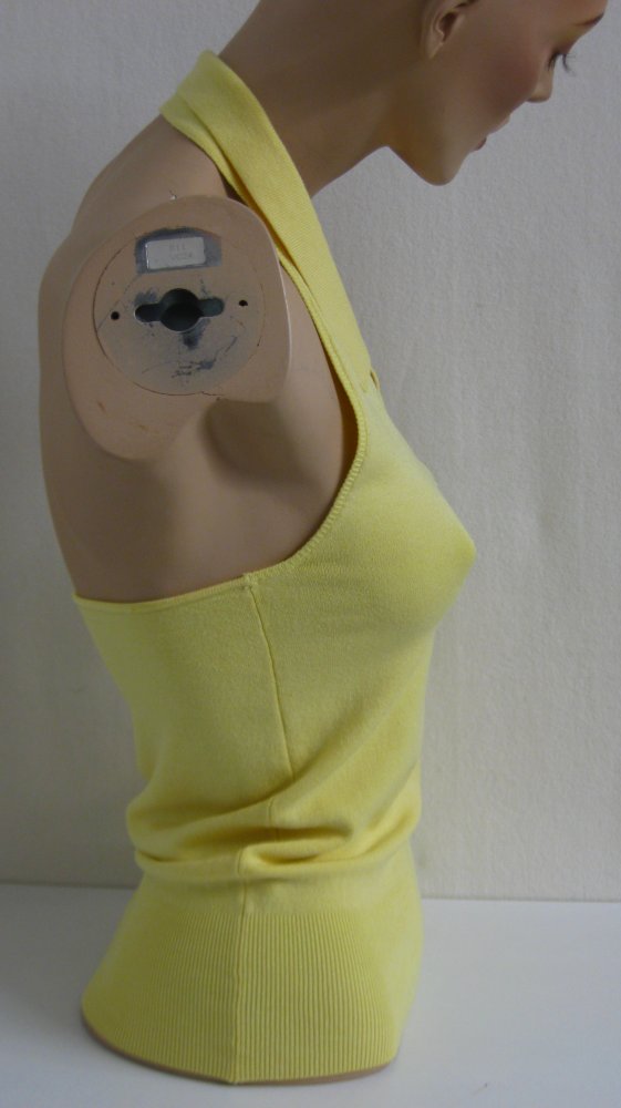 DESIGNER BASICS extravagantes Seiden/Viskose Feinstricktop, Neckholder, Gr. 36(34)