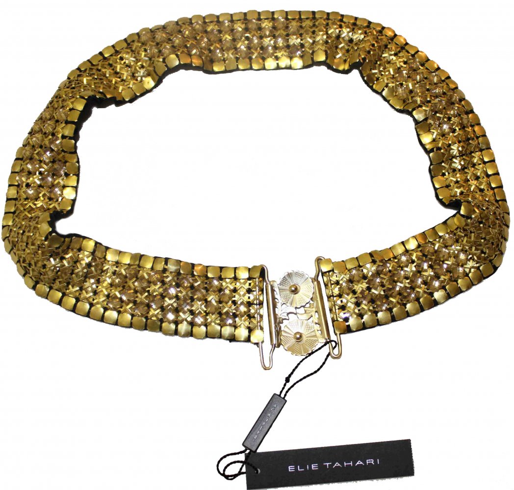 NEU: Elie Tahari, Gürtel aus Metall, goldfarbe mit Svarovski-Steinen, Boutiquen-Preis: 349 Euro 
