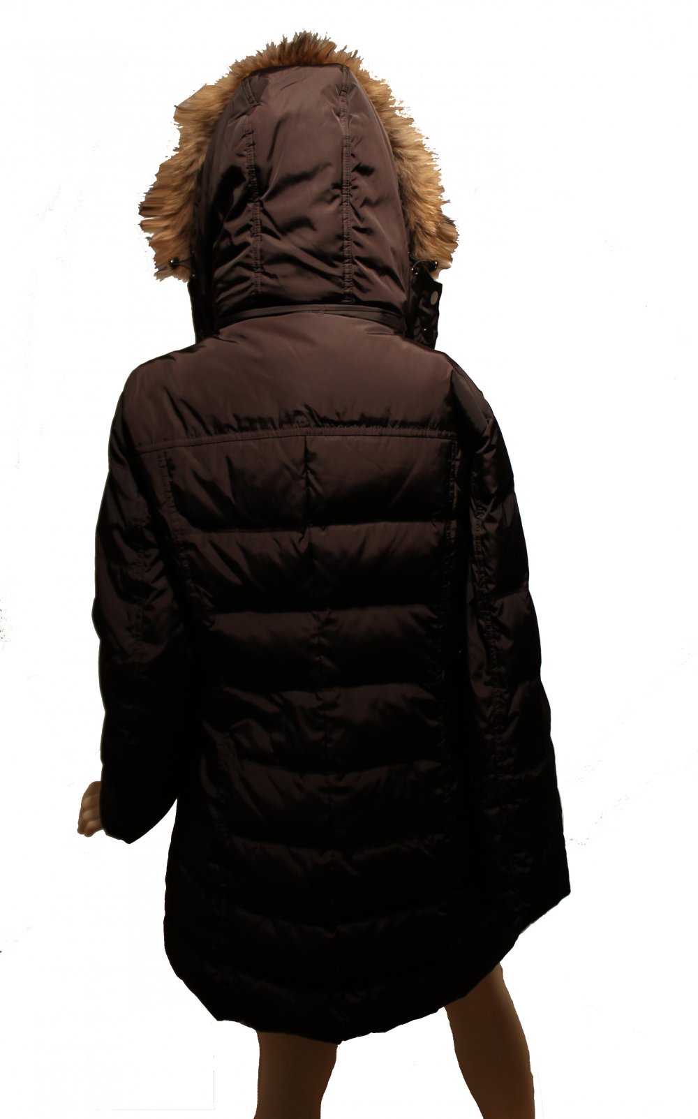 NEU: Daunenmantel mit Fuchspelzkaputze, schwarz, echte Daune, echter Fuchspelzkragen