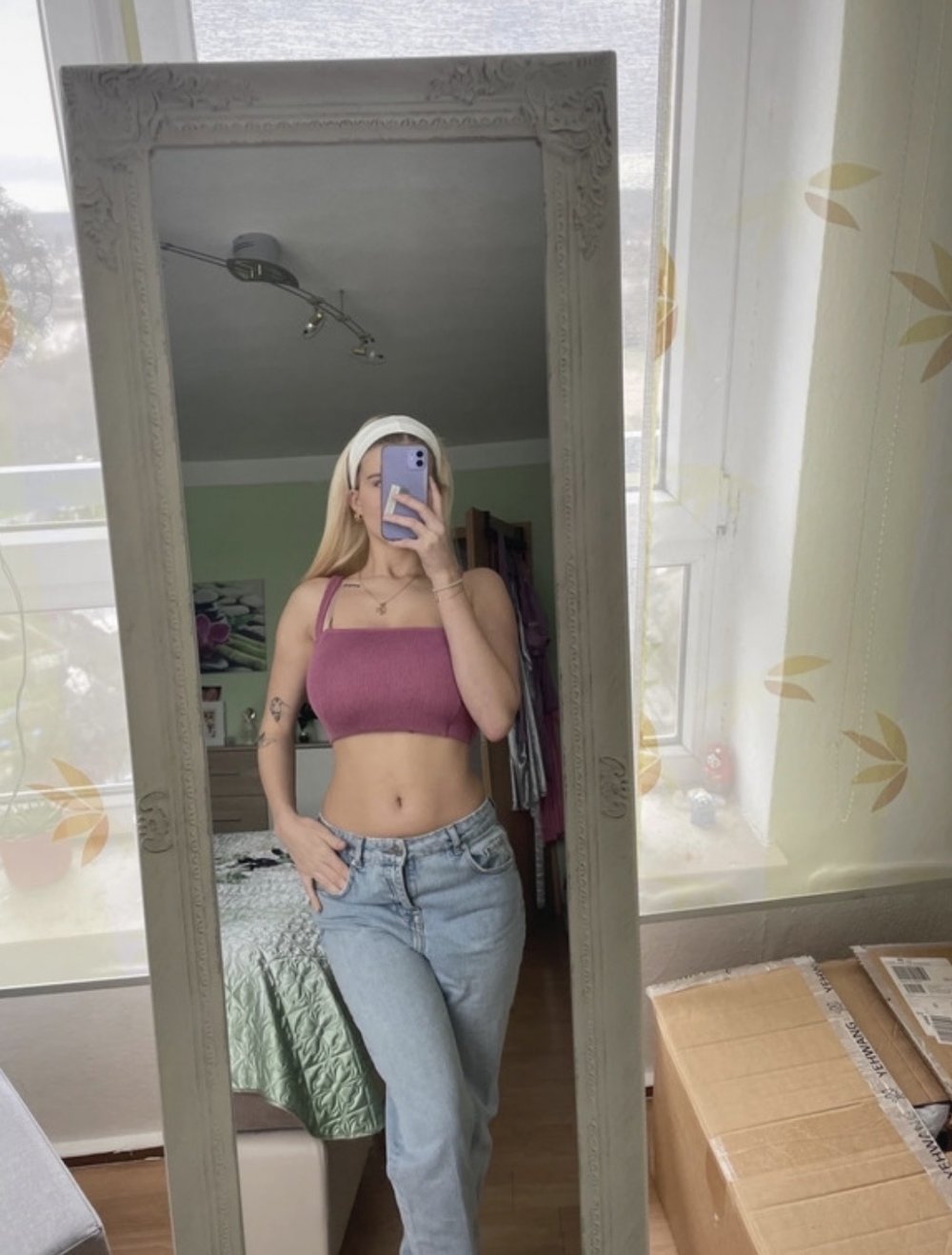 lila/rosa Croptop