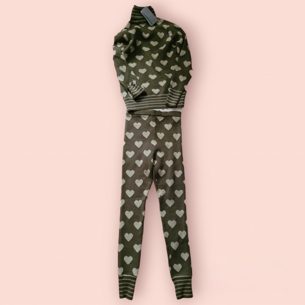 Pyjama Set/ Lounge Set grün Gold meliert einheitsgröße