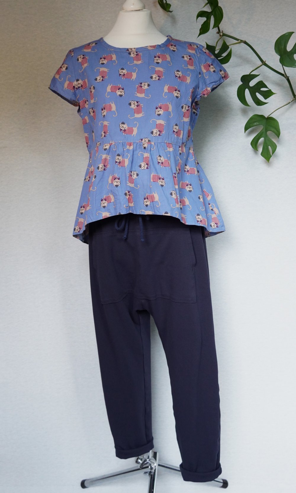 Shirt Gr. S Lagenlook Baumwollshirt Katze 