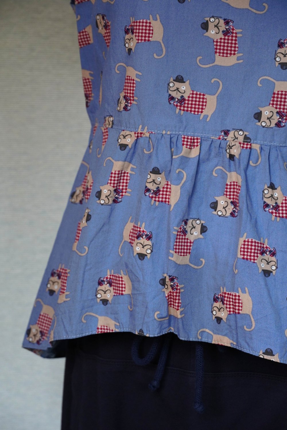 Shirt Gr. S Lagenlook Baumwollshirt Katze 