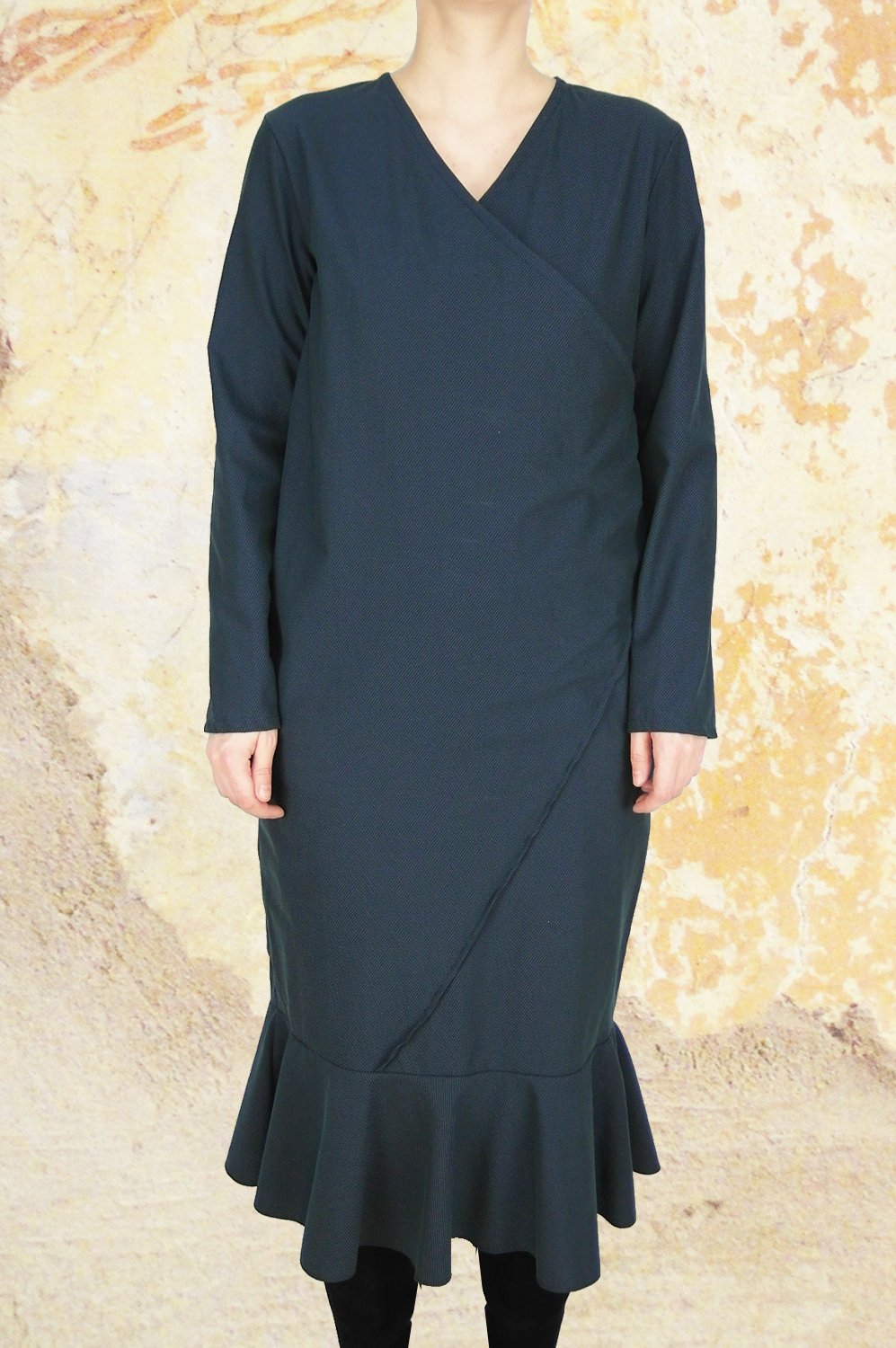 Blaues Volantkleid Gr. S Streifenkleid Midikleid