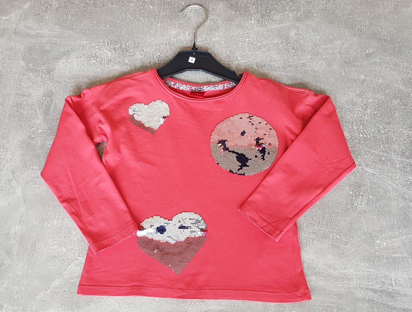 Langarmshirt Gr.104/110 #Herzek #Pailletten