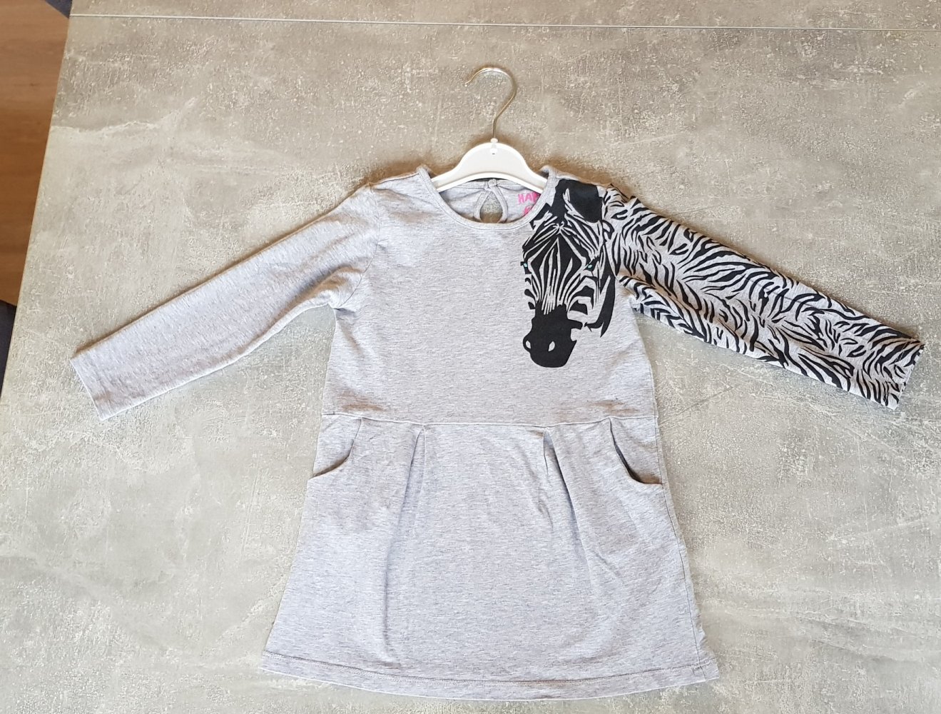 Langarmkleid  Gr.98/104 #Tchibo # grau # Zebra #meliert