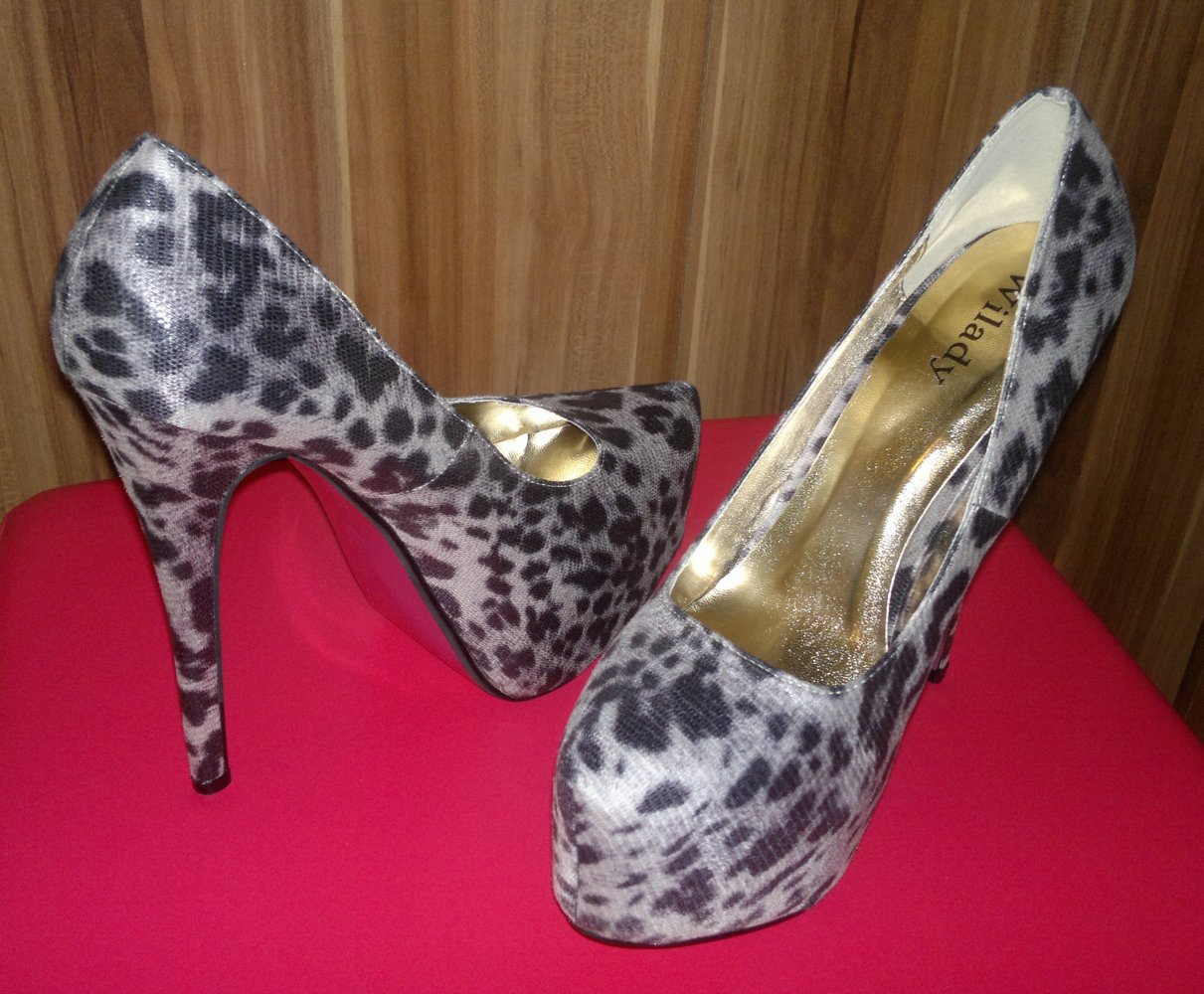 High Heels Plateau Pumps, LEO braun-grau, NEU in OVP