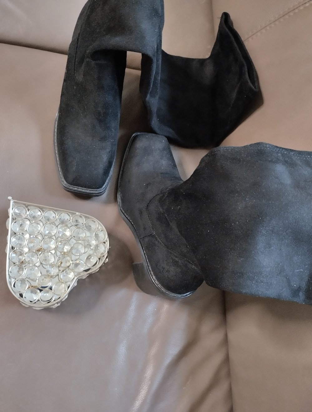 Schwarze Stretch schaftstiefel eng anliegend mit absatz