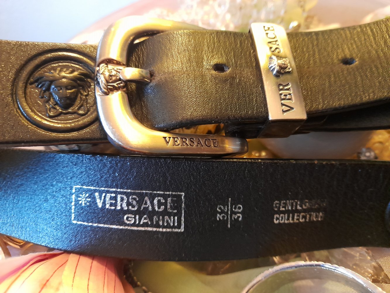 Gianni Versace Gürtel Medusa Embleme im Leder NP 469.- schwarz & silber, Länge bis Ende 127 cm