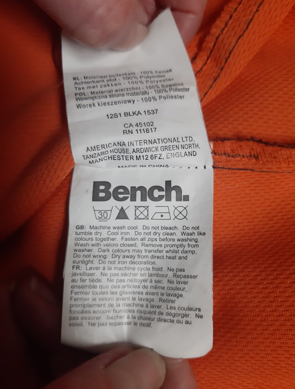 Bench Kapuzenjacke Gr.S