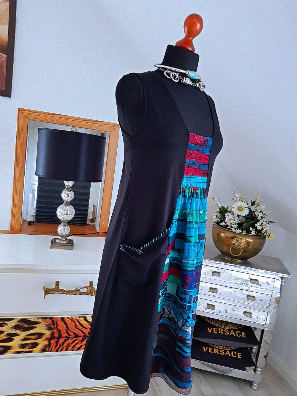 SAVE the QUEEN Damen Kleid schwarz Jerseykleid Seide Etuikleid Gr.M-L