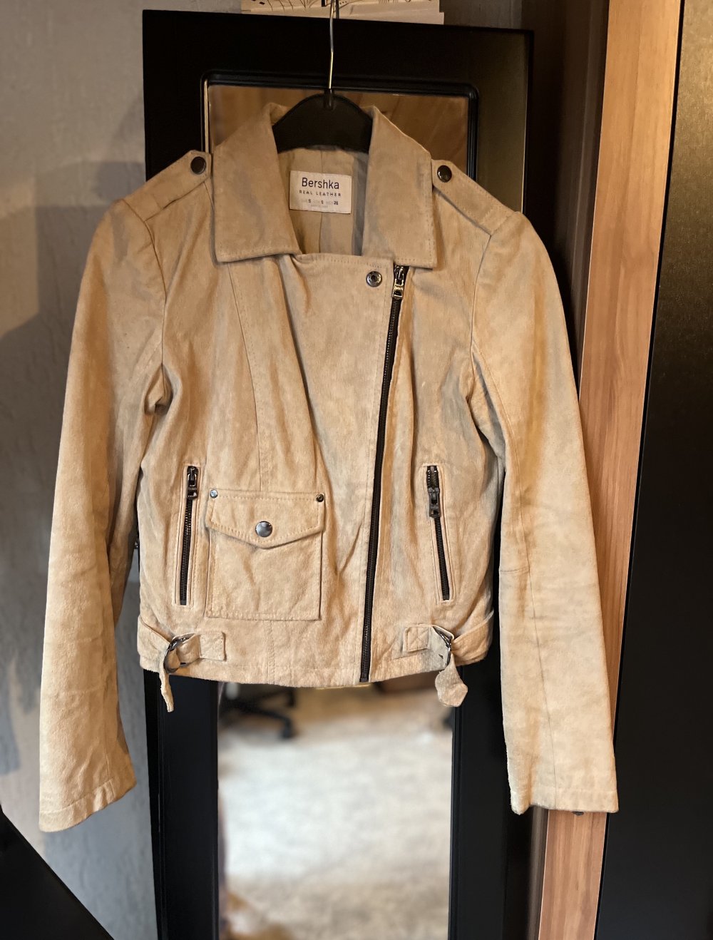 Bershka Wildleder Jacke Lederjacke S beige