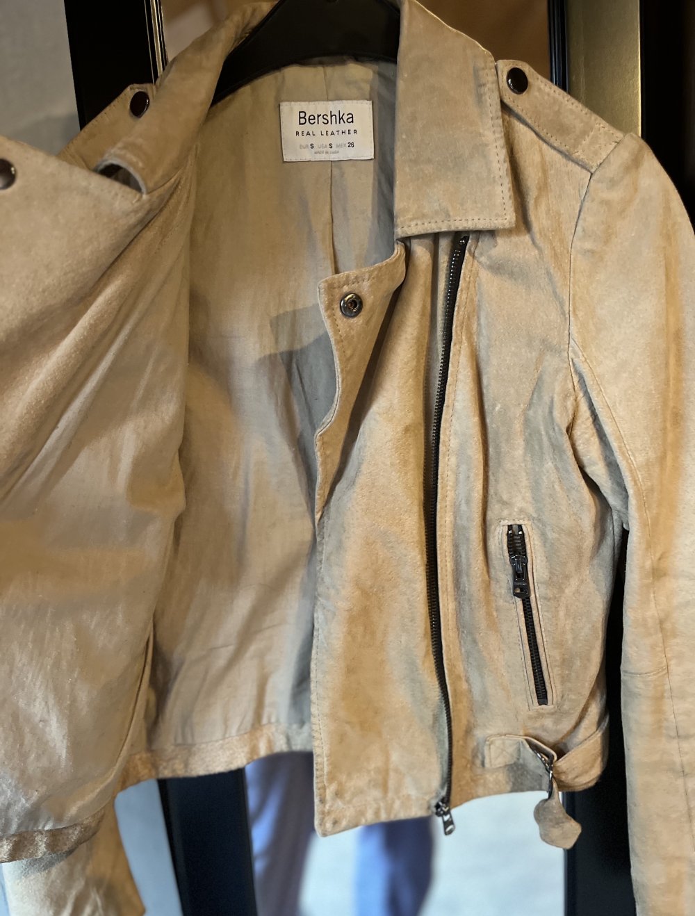 Bershka Wildleder Jacke Lederjacke S beige